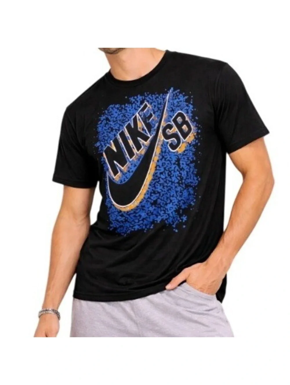 Nike SB Boys Black Graphic Splatter Logo Short Sleeve Casual Tee Size XL NWT